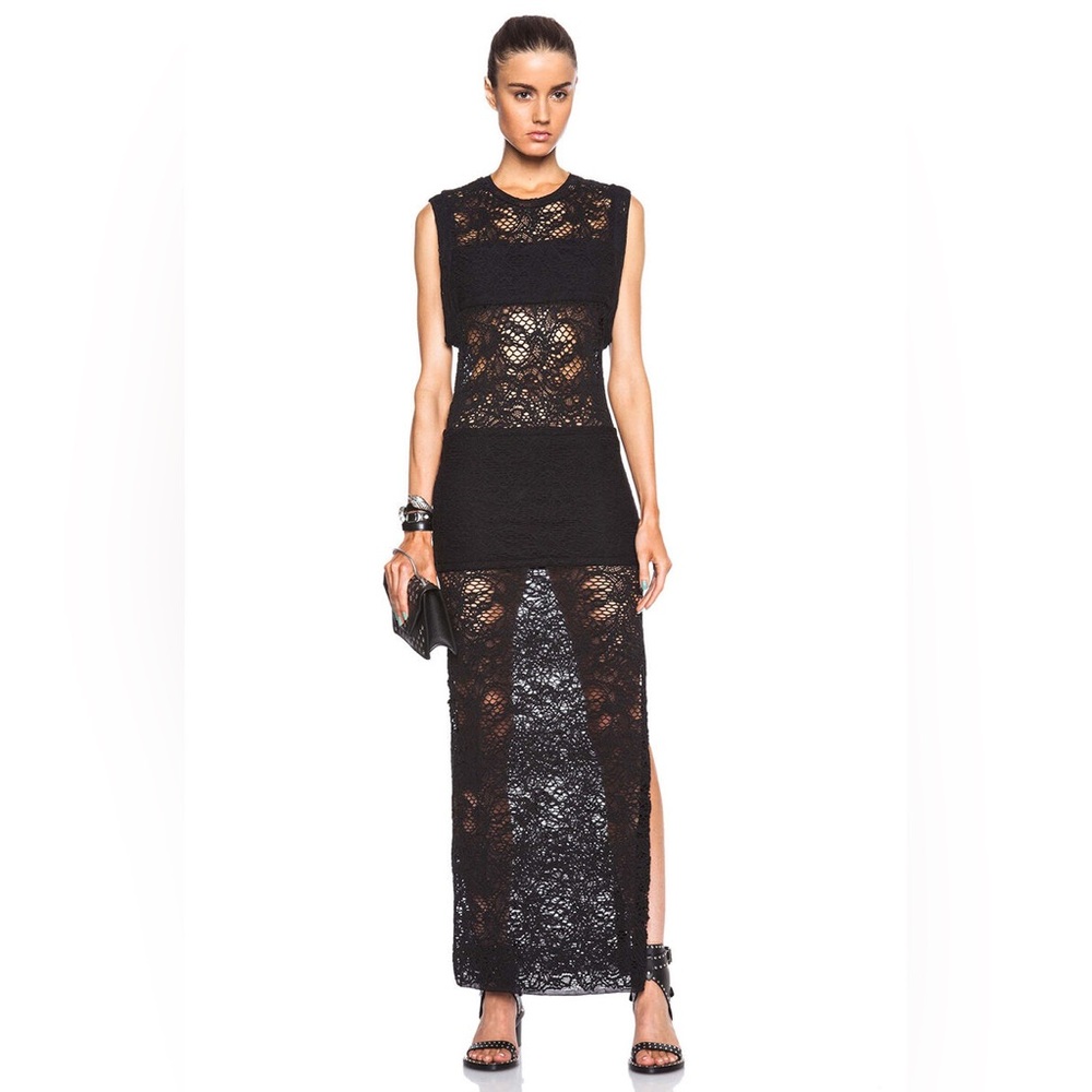 IRO Feliane Crochet Lace Maxi Dress Black FR‎ 34 XS